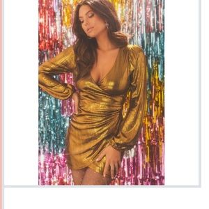 Miss Lola Gold Shimmer Dress
